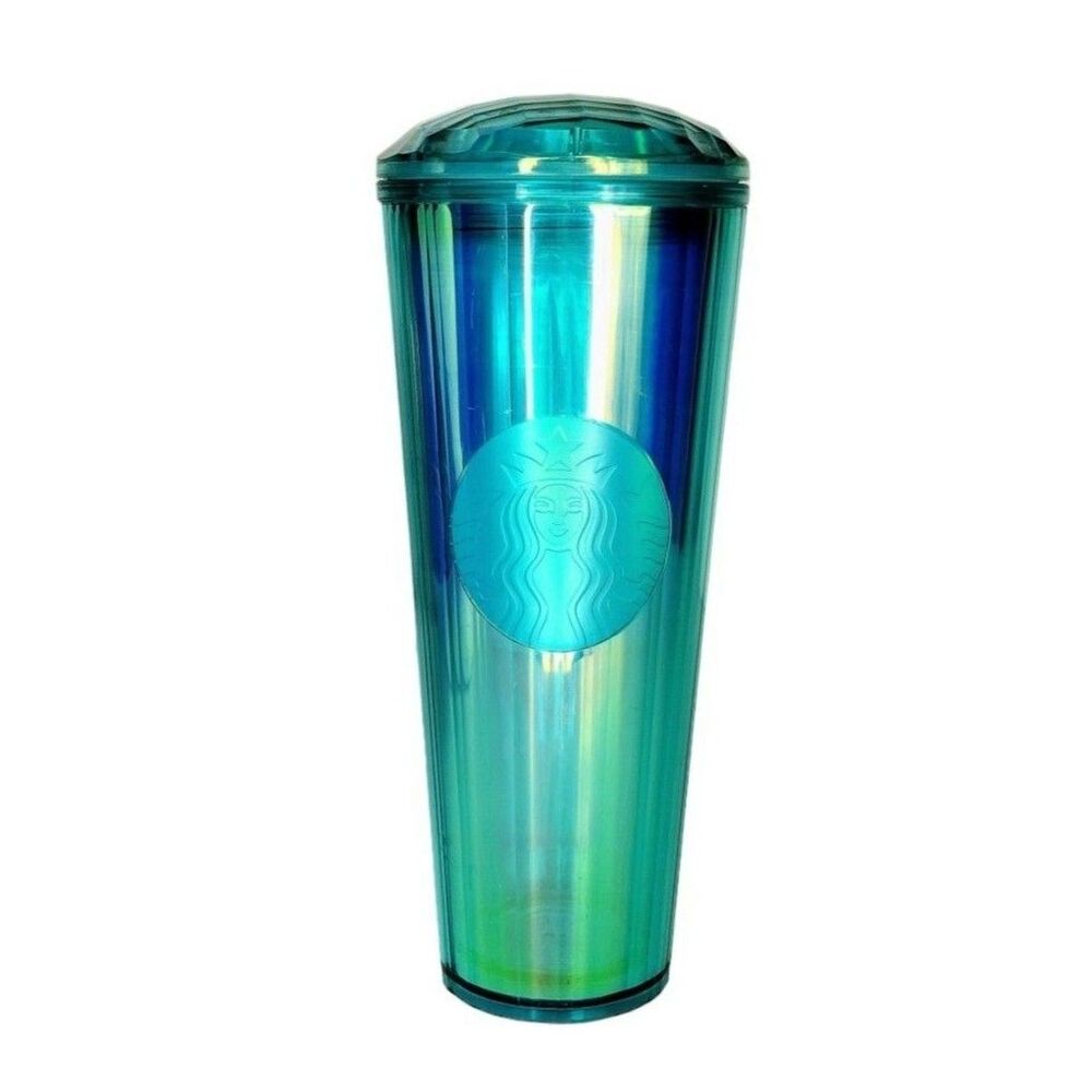 Starbucks Blue Iridescent 24 oz Venti Acrylic Cold Tumbler Cup Domed Lid NWT